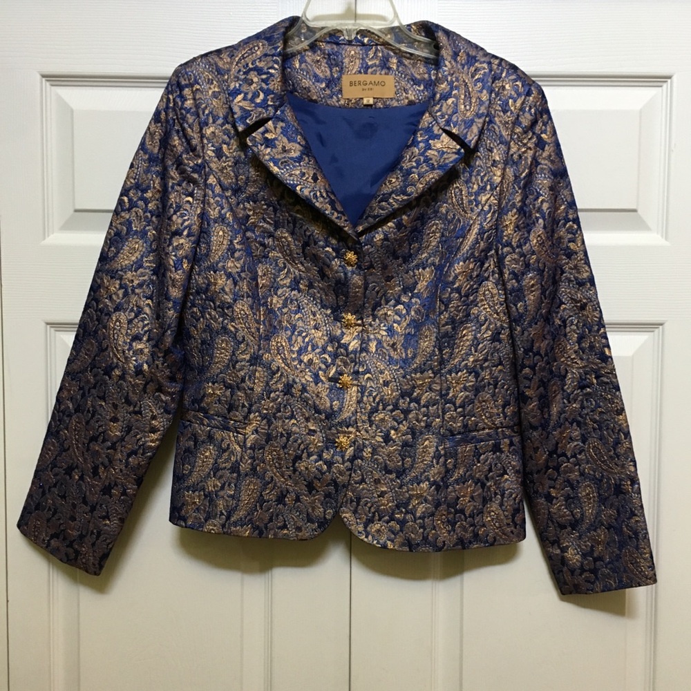 DESIGNER BERGAMO BLAZER/METALLIC MATERIAL-LIKE NEW